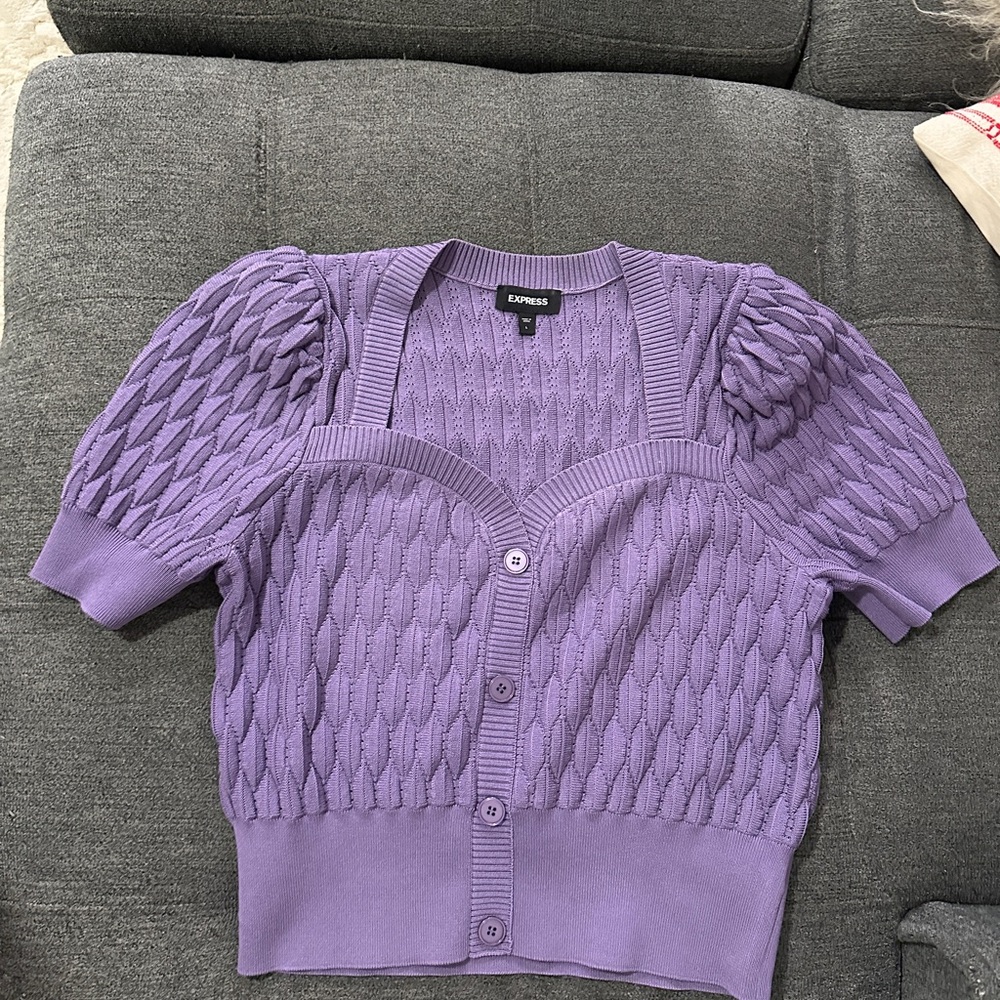 Express Lavender Textured Women's Cardigan
